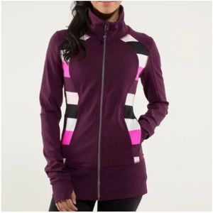 Lululemon Size 6 Nice Asana Jacket Plum Pow Stripe Raspberry Glo Light Purple